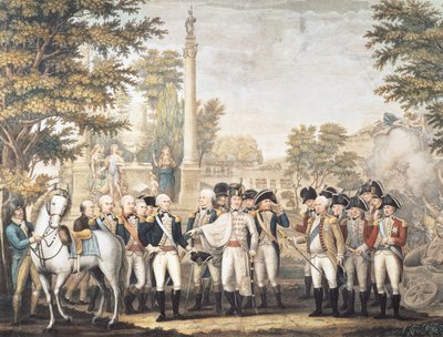 The British Surrendering to General Washington after their Defeat at Yorktown, Virginia, October 1781 by American School
